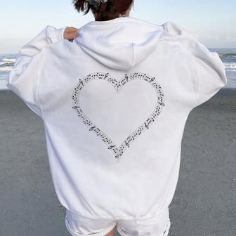 Notes De Musique Cœur Sweat à capuche oversize pour femme avec imprimé dans le dos - Cadeauxyz