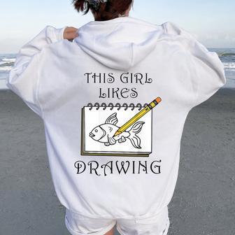 Obras De Arte Dibujo Bocetos Ilustrador In Mangas Women Oversized Hoodie Back Print - Regaloses