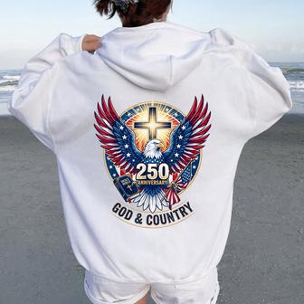 One Nation Under God 250Th Anniversary Eagle Christian Usa Women Oversized Hoodie Back Print - Thegiftio UK