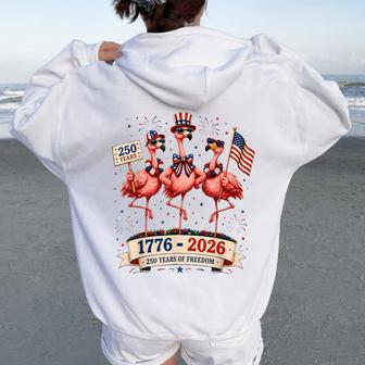 Patriotic Flamingo 250 Years American Spirit Women Oversized Hoodie Back Print - Thegiftio UK
