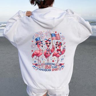 Patriotic Flamingo American Spirit 250 Years Celebration Women Oversized Hoodie Back Print - Thegiftio UK