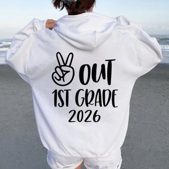 Peace Out 1St Grade 2026 Last Day Of School Women Oversized Hoodie Back Print - Thegiftio UK