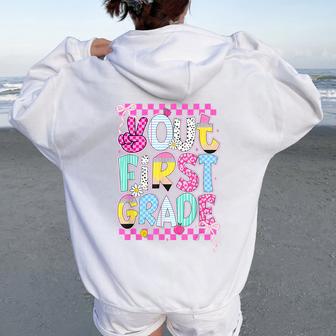 Peace Out 1St Grade Graduation Last Day School Girls Kids Women Oversized Hoodie Back Print - Thegiftio UK