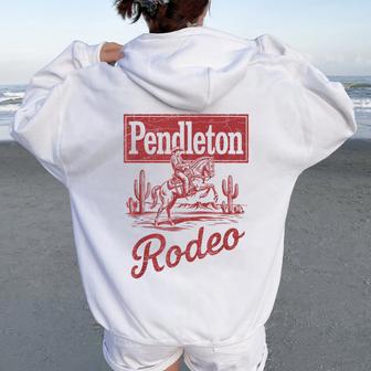 Pendleton Rodeo Vintage Cowboy Western Horse Bronc Riding Women Oversized Hoodie Back Print - Thegiftio