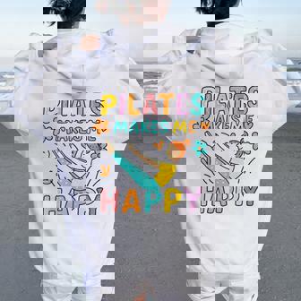 Pilates Me Rend Heureux Été Floral Printemps Sweat à capuche oversize pour femme avec imprimé dans le dos - Cadeauxyz