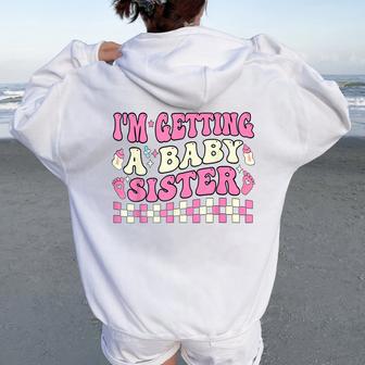 Pregnancy Announcement Toddler I'm Getting A Baby Sister Women Oversized Hoodie Back Print - Thegiftio UK