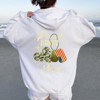 Proud Army Mom Camouflage Mother's Day Dog Tag Us Flag Women Women Oversized Hoodie Back Print - Thegiftio