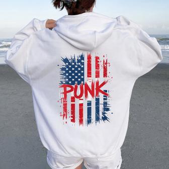 Punk Rock Music Usa Drapeau Américain Grunge Hommes S Sweat à capuche oversize pour femme avec imprimé dans le dos - Cadeauxyz