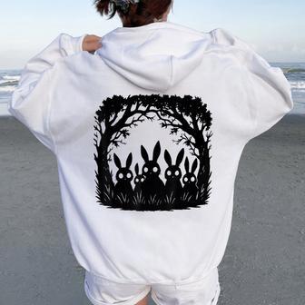 Raccapricciante Bunnyilhouette Dark Gothic Forest Horror Estetica Felpa con cappuccio oversize da donna con stampa posteriore - Novitaregali