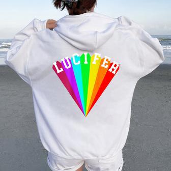Rainbow Lucifertampaul Retro Felpa con cappuccio oversize da donna con stampa posteriore - Novitaregali