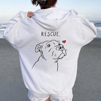 Rescate Amor Pitbull Perro Mamá Es Pitbull Amante Lindo Pitbull Women Oversized Hoodie Back Print - Regaloses