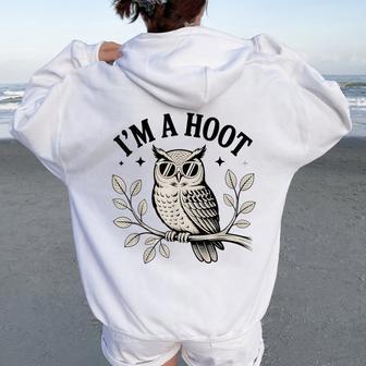 Retro I'm A Hoot Owl Bird Lover Sarcastic Jokes Owl Women Oversized Hoodie Back Print - Thegiftio UK
