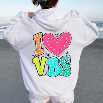 Retro I Love Vbs 2024 Vacation Bible School Christian Women Oversized Hoodie Back Print - Thegiftio UK