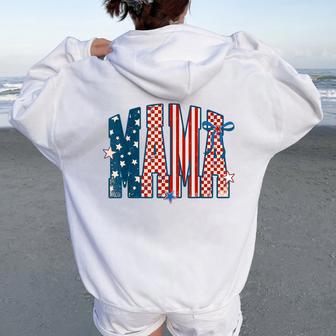 Retro Mama 4Th Of July Patriotic Mom Independence Day Women Oversized Hoodie Back Print - Thegiftio UK