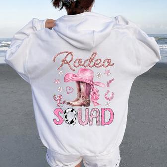 Rodeo Squad Pink Cowgirl Coquette Boots Birthday Girl Women Oversized Hoodie Back Print - Thegiftio UK
