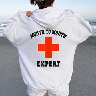 Sarcastic Mouth To Expert Lifeguards Specialist Beach Patrol Women Oversized Hoodie Back Print - Thegiftio UK