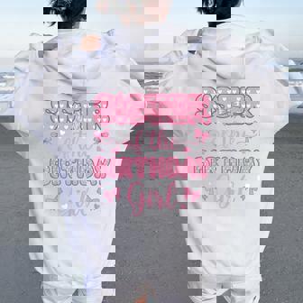 Sister Of Birthday Girl Coquette Bow Party Family Matching Women Oversized Hoodie Back Print | Seseable UK