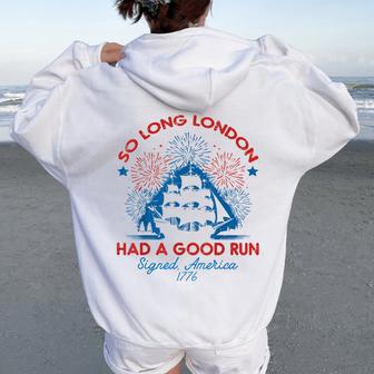 So Long London Had Good Run Signed America Kids Women Oversized Hoodie Back Print - Thegiftio UK