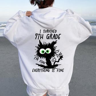 I Survived 7Th Grade I'm Fine It's Fine 7Th Grade Grad 2026 Women Oversized Hoodie Back Print - Thegiftio UK