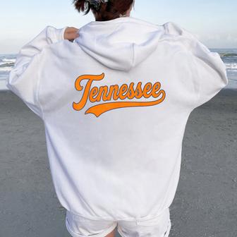 Tennessee Vintage Orange Tennessee Retro Orange Women Oversized Hoodie Back Print - Thegiftio UK