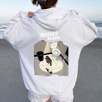 Trashed Panda ミーム アライグマ 面白いアート レディース オーバーサイズ パーカー バックプリント - Kawaiitshirt