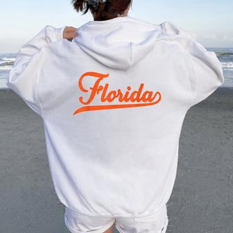 Vintage Florida Florida Throwback Blue Fl Women Oversized Hoodie Back Print | Mazezy