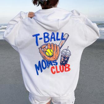 Vintage Tball Mom Softball T-Ball Mama Mom Life Women Oversized Hoodie Back Print - Thegiftio