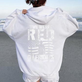 We Wear Red On Friday Remember Everyone Deployed Women Women Oversized Hoodie Back Print - Thegiftio UK