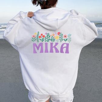 Wildflower Floral Mika Nombre Día De La Madre Es Women Oversized Hoodie Back Print - Regaloses