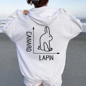 Wittgenstein Rabbit Duck Philosopher レディース オーバーサイズ パーカー バックプリント - Kawaiitshirt