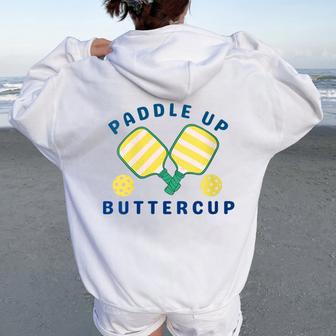 Women's Preppy Pickleball For Paddle Up Buttercup Women Oversized Hoodie Back Print - Thegiftio UK