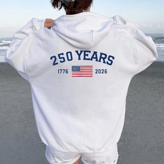 Years American Flag Anniversary Usa Birthday For Women Women Oversized Hoodie Back Print - Thegiftio UK