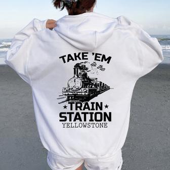Yellowstone Llevar Em A La Estación De Tren Divertido Cuello Women Oversized Hoodie Back Print - Regaloses