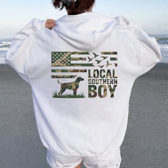 Youth Boy Local Camo Duck Hunting Camouflage American Flag Women Oversized Hoodie Back Print | Mazezy