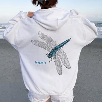 トンボ 蜻蛉 蜻蜓 大きい Dragonfly レトロ 虫 昆虫 イラスト かっこいい おしゃれ トンボ好き トンボ柄 レディース オーバーサイズ パーカー バックプリント - Kawaiitshirt