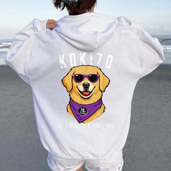 古希祝い 犬 ゴールデン レトリバー サングラス 父 男性 女性 母 犬好き 70歳 おもしろ レディース オーバーサイズ パーカー バックプリント - Kawaiitshirt