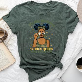 Birthday Taurus Queen Camo Black Woman African Zodiac Afro Bella Canvas T-shirt | Mazezy