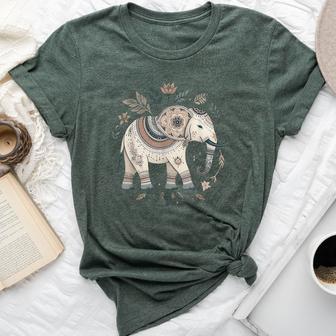 Boho Safari Animal Mandala Elephant Indian Zen Mindfulness Bella Canvas T-shirt | Mazezy