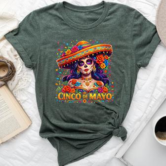 Cinco De Mayo Sugar Skull Girl Mexican Fiesta 5 Mayo Women Bella Canvas T-shirt | Mazezy