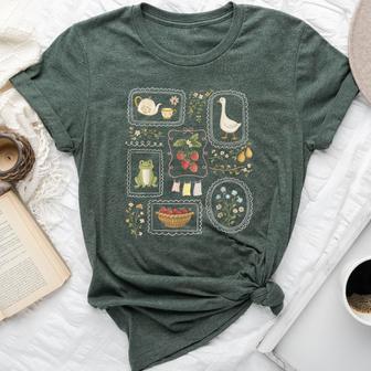 Coquette Goose Cottagecore Floral Gardening Plant Lover Bella Canvas T-shirt | Mazezy