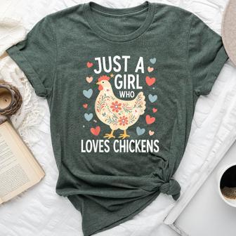 Cute Farm Chicken Just A Girl Who Loves Chickens Bella Canvas T-shirt | Seseable UK