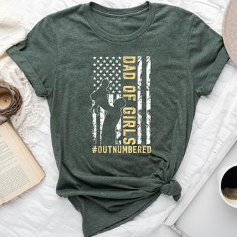 Dad Of Girls Outnumbered American Flag Dad Holding Daughter Bella Canvas T-shirt | Seseable UK
