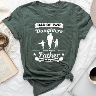 Dad Of Two Daughters Dad Of Two Girls Father's Day Bella Canvas T-shirt | Seseable UK