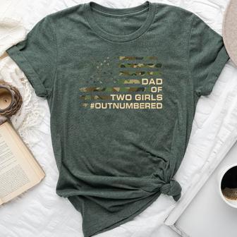 Dad Of Two Girls Outnumbered Fathers Day Dad Of 2 Daughters Bella Canvas T-shirt | Seseable UK