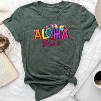 Groovy Aloha Pre-K Teacher Summer Vacation Beach Hawaiian Bella Canvas T-shirt | Seseable UK