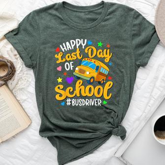 Happy Last Day Of School Bus Driver Groovy Summer Break Bella Canvas T-shirt | Seseable UK