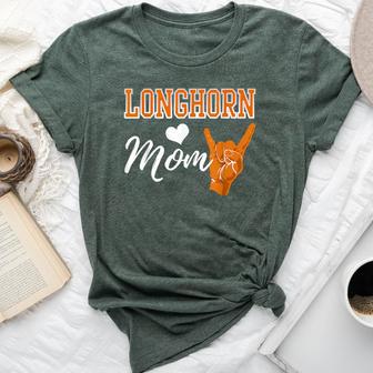 Longhorn Mom Heart Souvenir For Women Bella Canvas T-shirt | Mazezy