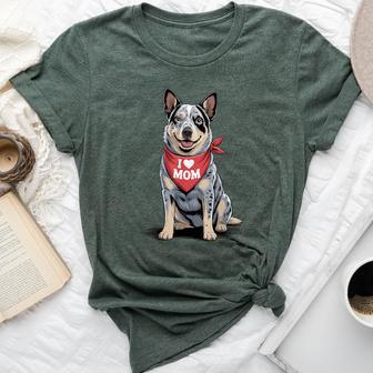 I Love Mom Blue Heeler Lover Dog Mother's Day Bella Canvas T-shirt | Seseable UK