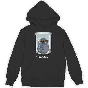 1 Mole L Chemistry Mole Cartoon Science Chemist Hoodie - Thegiftio UK