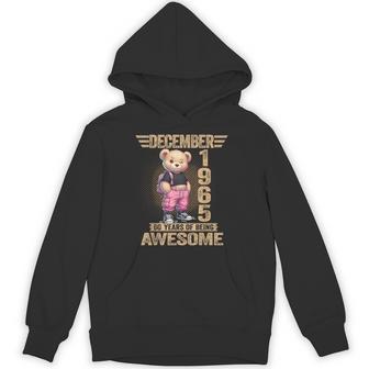 1965年12月 60歳の誕生日 60歳のテディベア Being Awesome パーカー - Kawaiitshirt